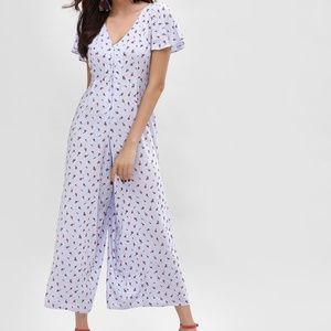 Koovs Purple / Lavender Flower Print Jumpsuit Sz L